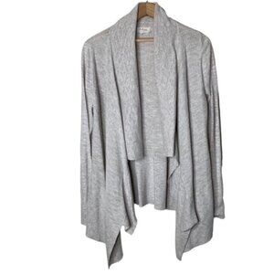 Lou and Grey Knit Cardigan Sweater Draped Open front Oatmeal Grey Beige Large